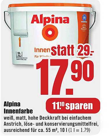 Alpina Innenfarbe 10 l – Jetzt nur 17,90 € statt 29 €!
