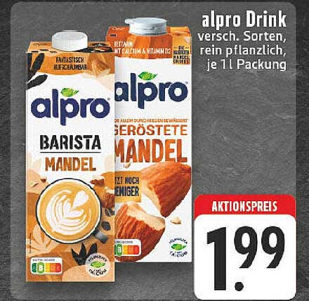 alpro Drink - verschiedene Sorten, rein pflanzlich, je 1L Packung