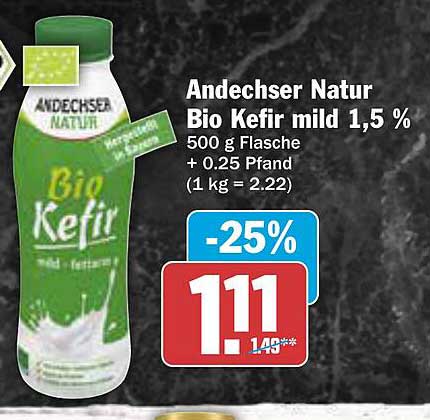 Andechser Natur Bio Kefir mild 1,5 %