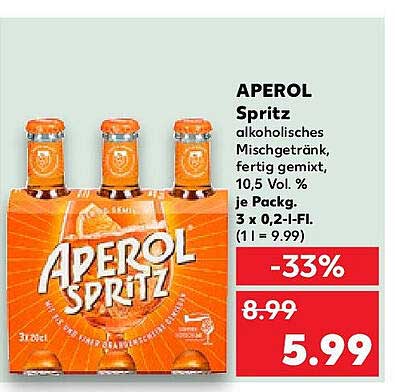 APEROL Spritz alkoholfisches Mischgetränk, fertig gemixt