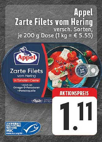 Appel Zarte Filets vom Hering in Tomaten-Créme, 200 g Dose