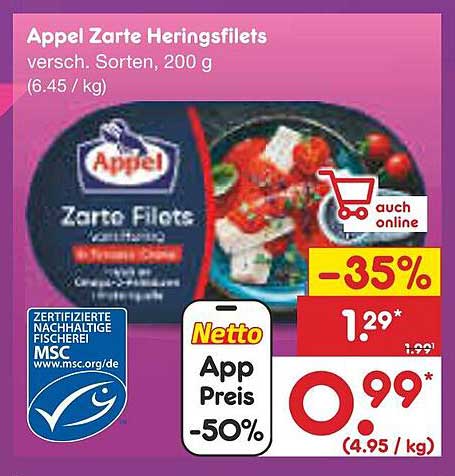 Appel Zarte Heringsfilets, 200 g