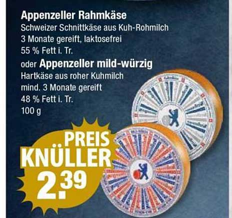 Appenzeller Rahmkäse oder Appenzeller mild-würzig