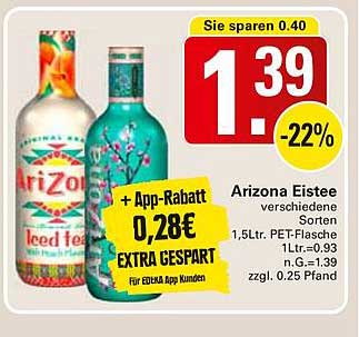 Arizona Eistee verschiedene Sorten 1,5L PET-Flasche