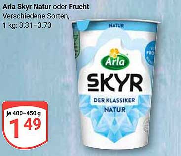 Arla Skyr Natur oder Frucht, 400-450 g