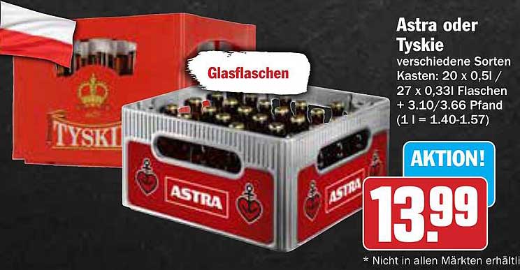 Astra oder Tyskie Kasten – verschiedene Sorten