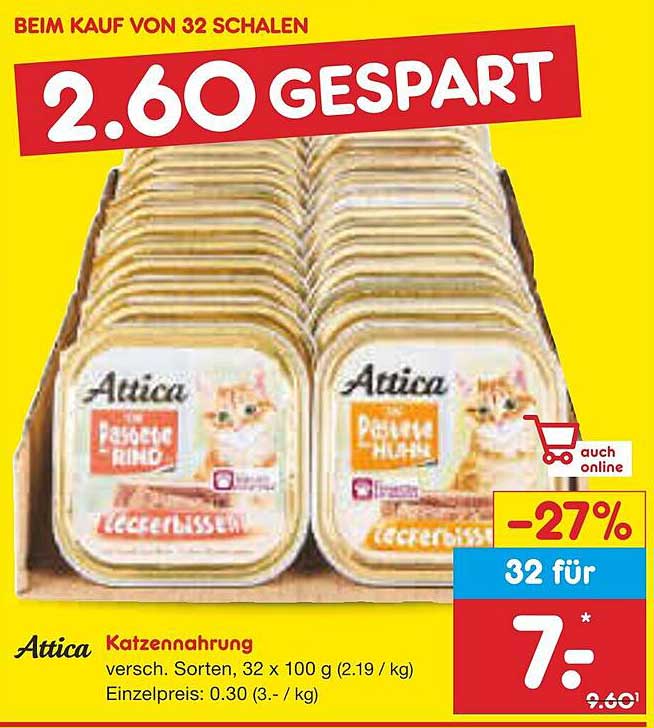 Attica Katzennahrung 32 x 100 g