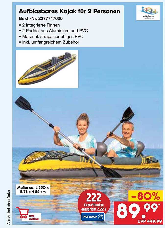 Aufblasbares Kajak für 2 Personen
