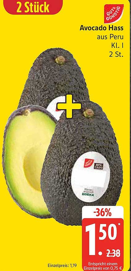 Avocado Hass aus Peru - 2 Stück für nur 1,50 €