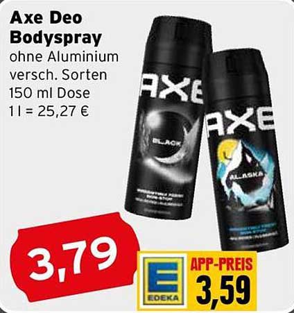 Axe Deo Bodyspray ohne Aluminium versch. Sorten 150 ml Dose