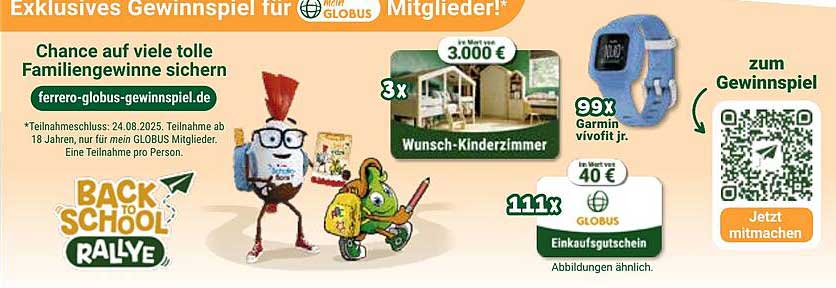 Back to School Rallye Gewinnspiel für Globus Mitglieder