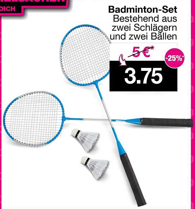 Badminton-Set bestehend aus zwei Schlägern und zwei Bällen