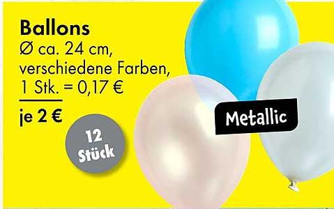 Ballons Ø ca. 24 cm, verschiedene Farben, 12 Stück für 2 €