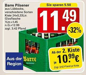 Barre Pilsener aus Lübbecke - Kiste 24x0,33L