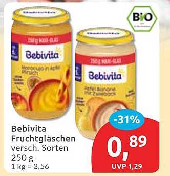 Bebivita Fruchtgläschen 250 g – verschiedene Sorten