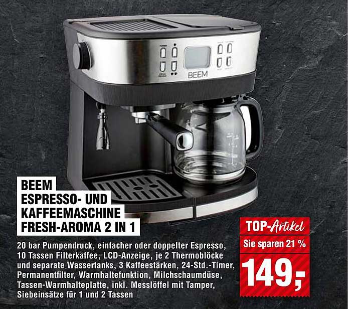 BEEM Espresso- und Kaffeemaschine Fresh-Aroma 2 in 1