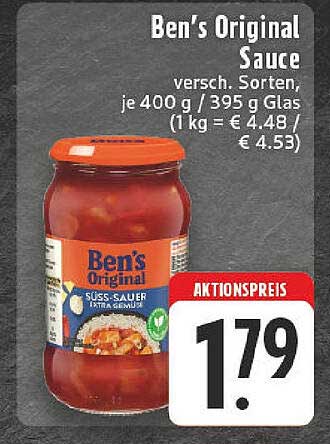 Ben's Original Sauce - süß-sauer, verschiedene Sorten, 400 g Glas