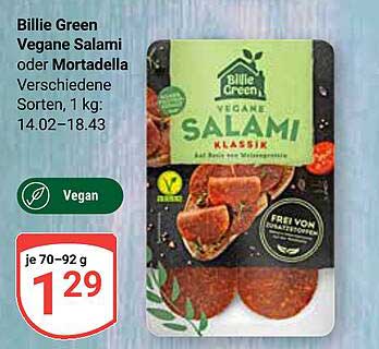 Billie Green Vegane Salami oder Mortadella, verschiedene Sorten, 1 kg