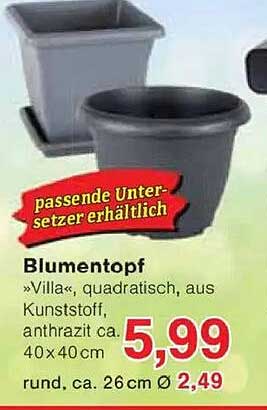 Blumentopf »Villa«, quadratisch, anthrazit