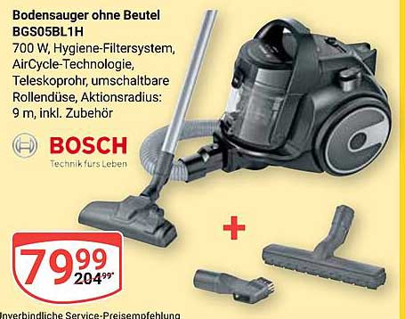 Bodensauger ohne Beutel BGS05BL1H von BOSCH