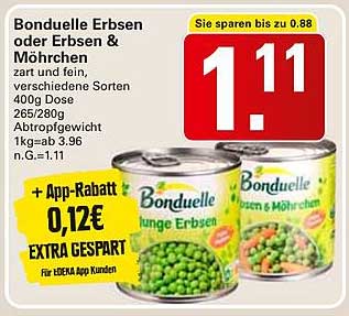 Bonduelle Erbsen oder Erbsen & Möhren 400g Dose