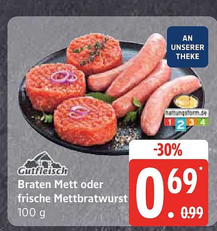 Braten Mett oder frische Mettbratwurst 100 g