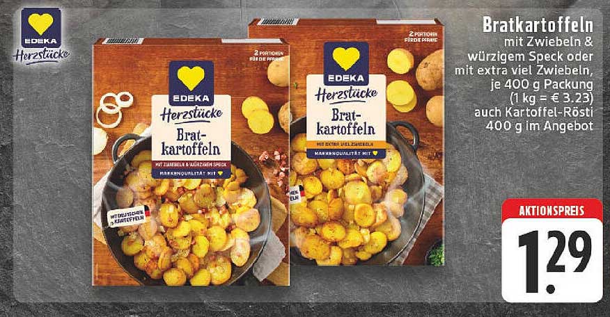 Bratkartoffeln mit Zwiebeln & würzigem Speck oder extra viel Zwiebeln, 400 g Packung