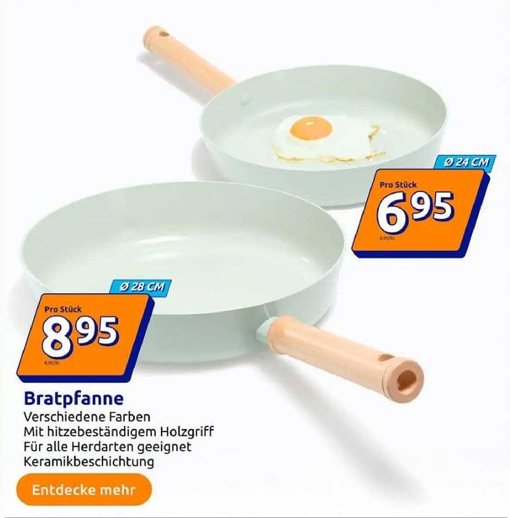 Bratpfanne mit hitzebeständigem Holzgriff