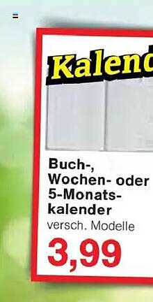 Buch-, Wochen- oder 5-Monatskalender