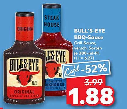BULL'S-EYE BBQ-Sauce, versch. Sorten je 300-ml-Fl.