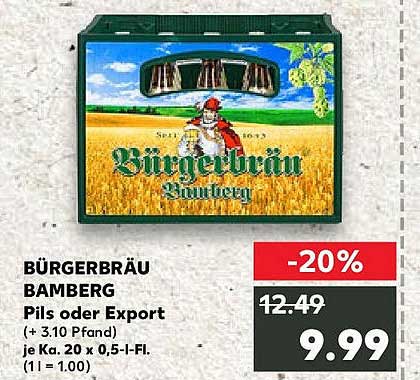 BÜRGERBRÄU BAMBERG Pils oder Export im Kasten