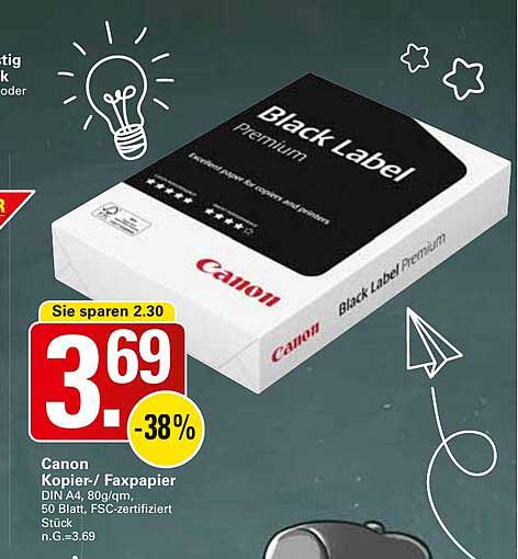 Canon Kopier-/Faxpapier Black Label Premium A4, 50 Blatt