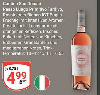 Cantina San Donaci Passo Lungo Primitivo Tardivo, Rosato oder Bianco IGT Puglia