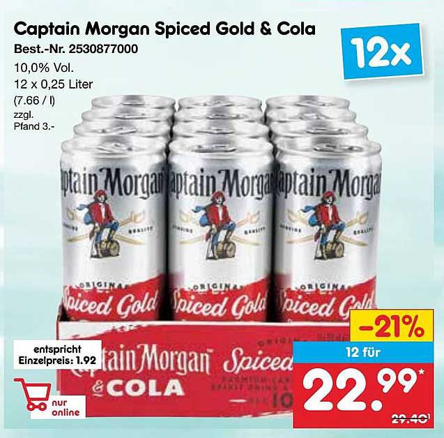 Captain Morgan Spiced Gold & Cola 12er Pack