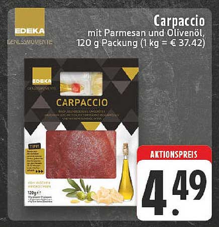 Carpaccio mit Parmesan und Olivenöl, 120 g Packung