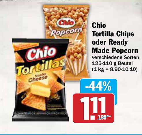 Chio Tortilla Chips oder Ready Made Popcorn