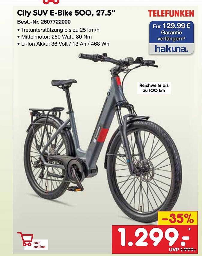 City SUV E-Bike 500, 27,5" - Jetzt im Netto Marken-Discount!