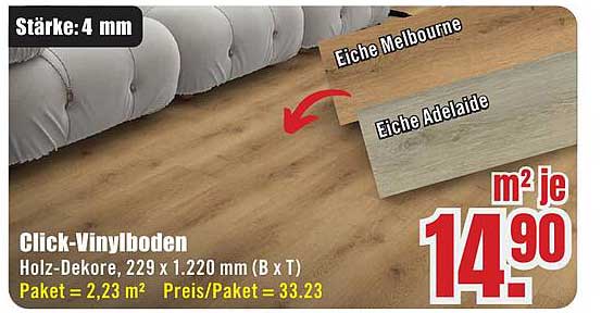 Click-Vinylboden Holz-Dekore - Eiche Melbourne und Eiche Adelaide
