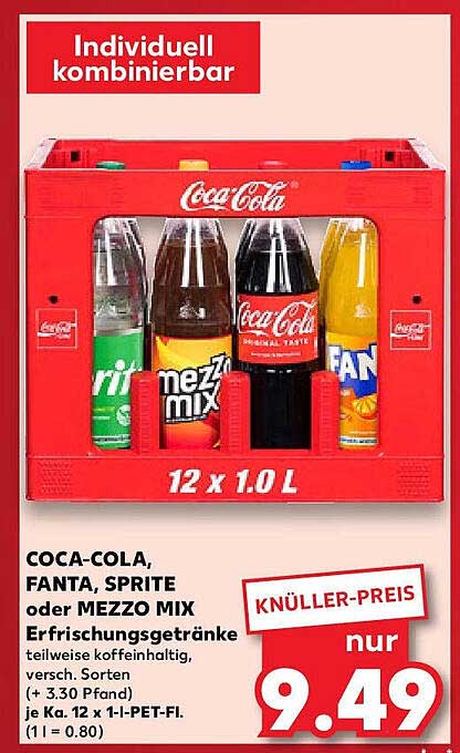 COCA-COLA, FANTA, SPRITE oder MEZZO MIX 12er Pack