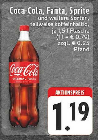 Coca-Cola, Fanta, Sprite und weitere Sorten – Aktionspreis