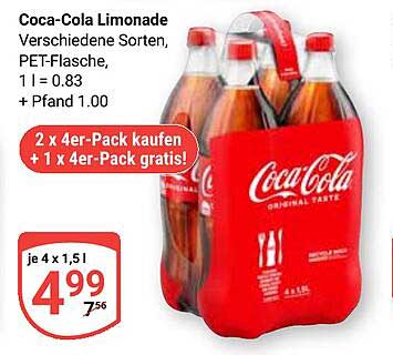 Coca-Cola Limonade - 2 x 4er-Pack kaufen, 1 x 4er-Pack gratis!