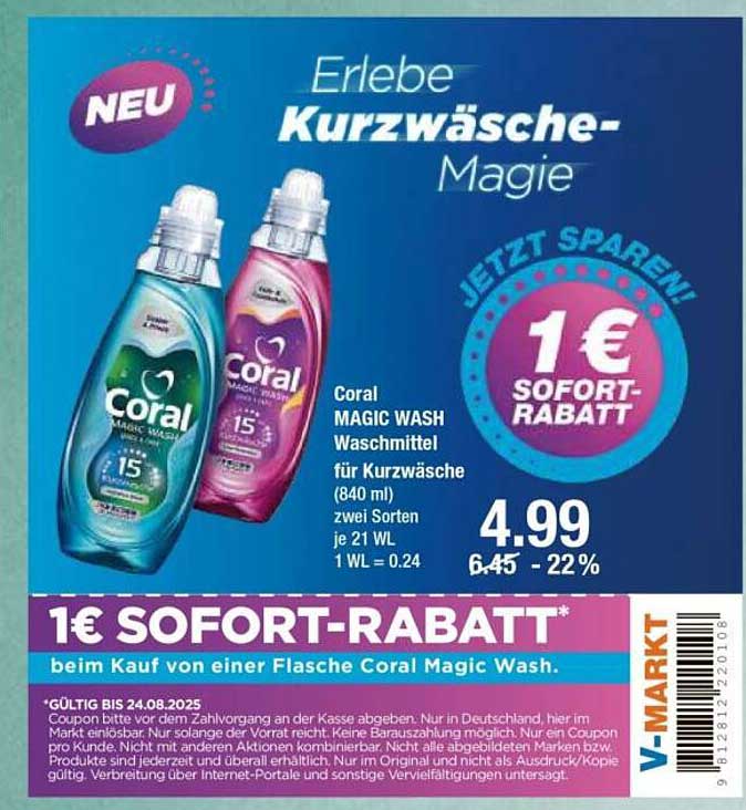 Coral MAGIC WASH Waschmittel für Kurzwäsche (840 ml)