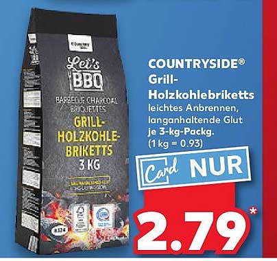 COUNTRYSIDE® Grill-Holzkohlebriketts 3 kg