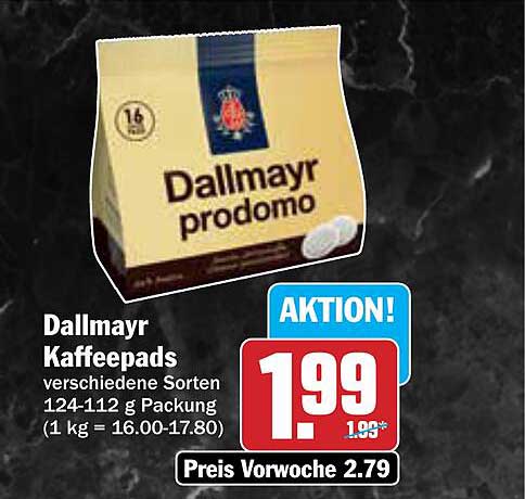 Dallmayr Kaffee Pads 124-112 g Packung