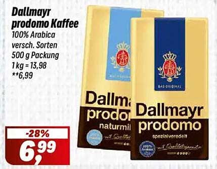 Dallmayr prodomo Kaffee 100% Arabica – 500 g Packung