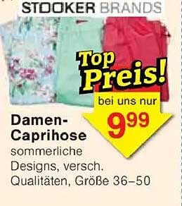 Damen-Caprihose - sommerliche Designs in verschiedenen Qualitäten und Größen 36-50