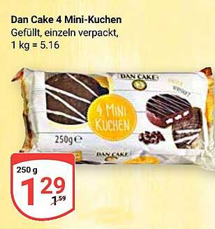 Dan Cake 4 Mini-Kuchen gefüllt, einzeln verpackt