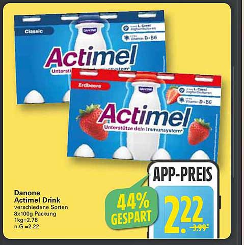 Danone Actimel Drink verschiedene Sorten 8x100g Packung