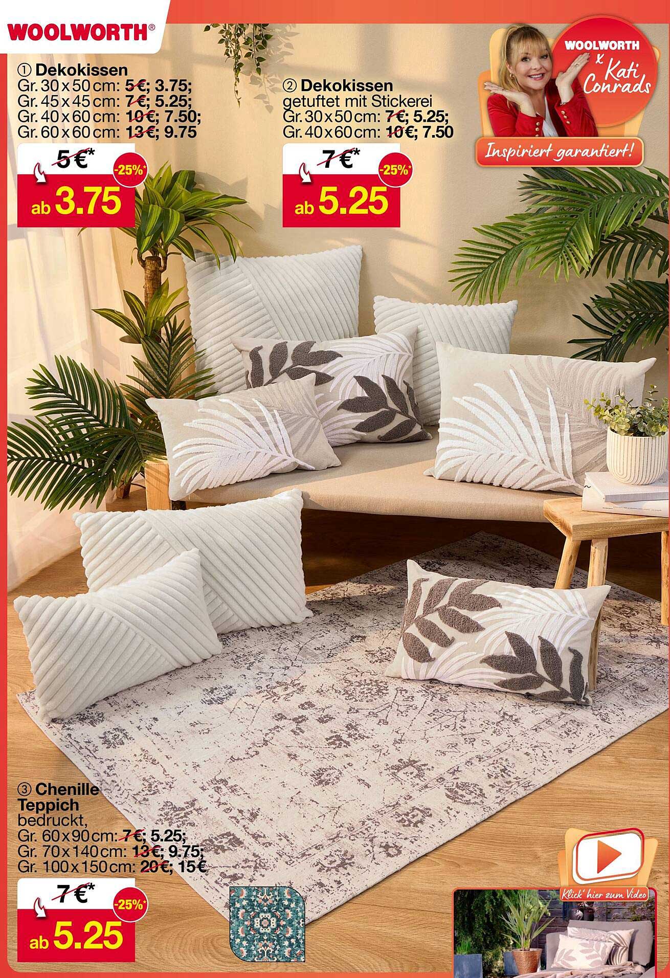Dekokissen und Chenille Teppiche bei Woolworth