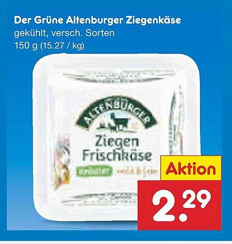 Der Grüne Altenburger Ziegenkäse, gekühlt, verschiedene Sorten, 150 g
